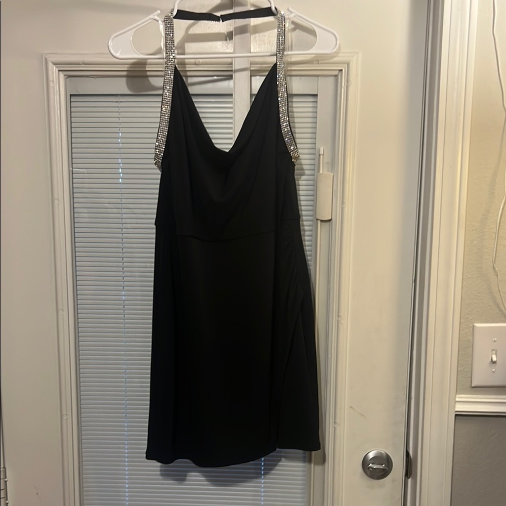Speechless Black Sleeveless Halter Slip Dress
